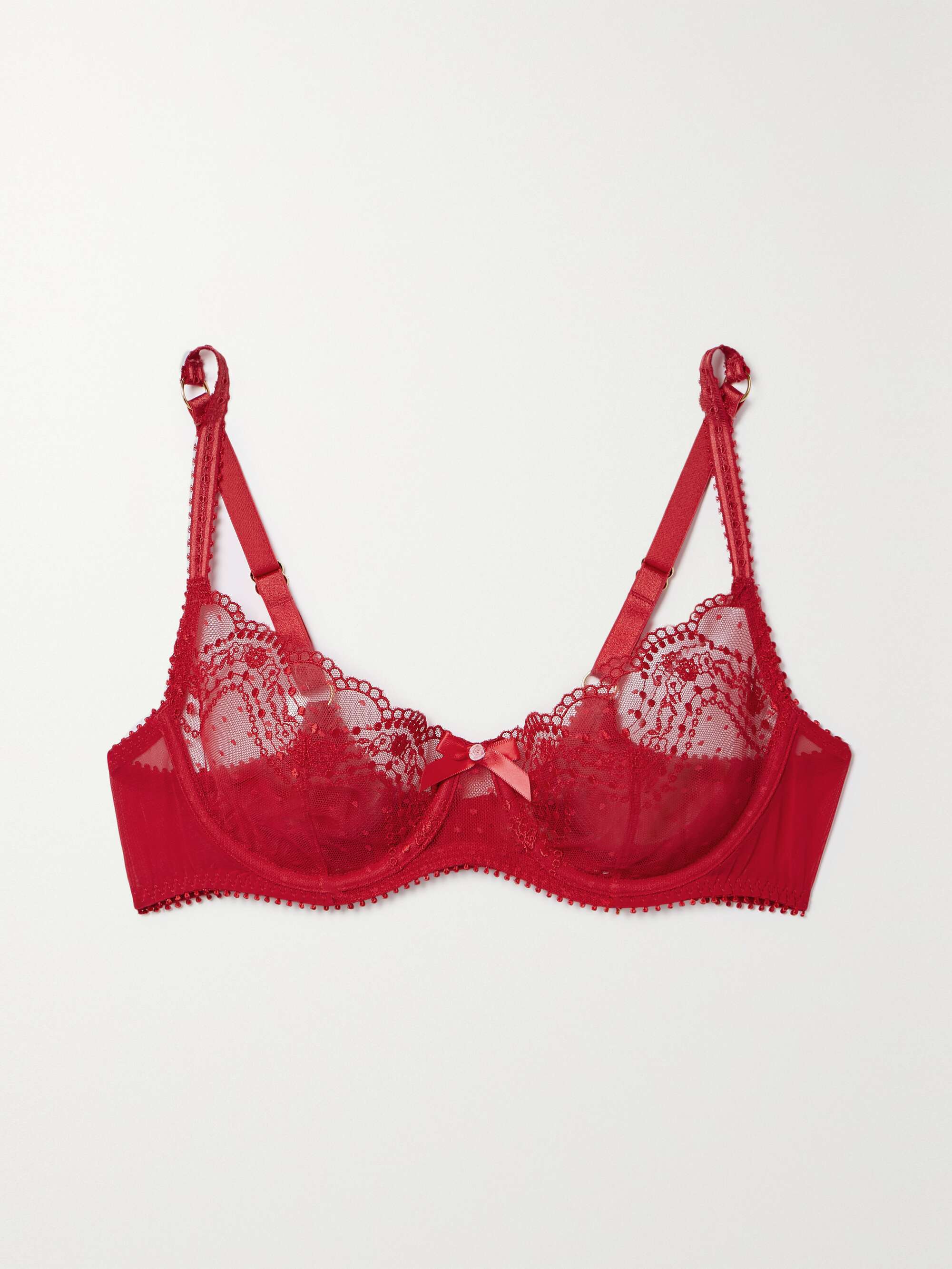 AGENT PROVOCATEUR Molly lace-trimmed stretch-silk satin underwired bra