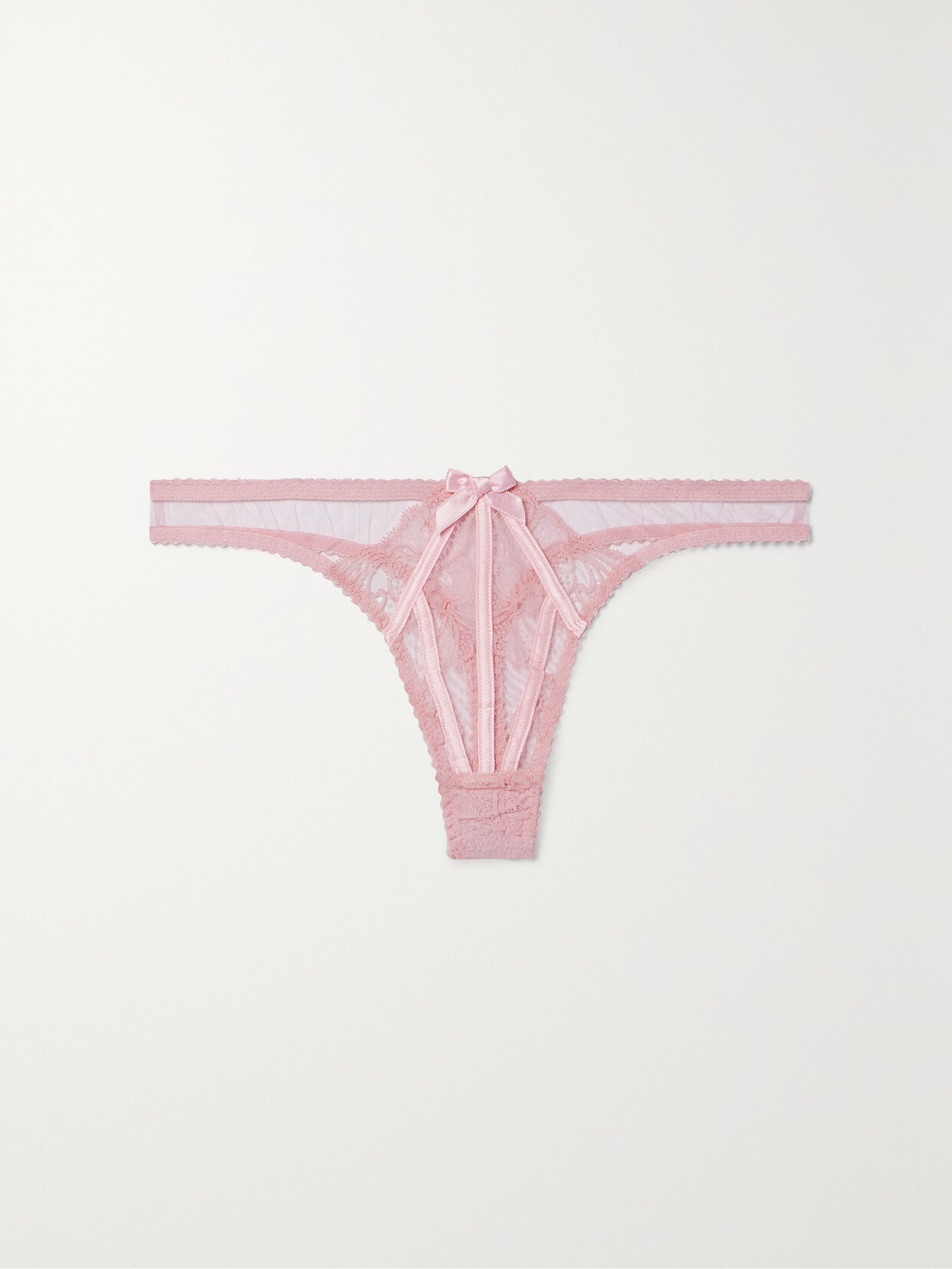 Agent Provocateur Rozlyn Satin-trimmed Tulle And Lace Thong In Unknown