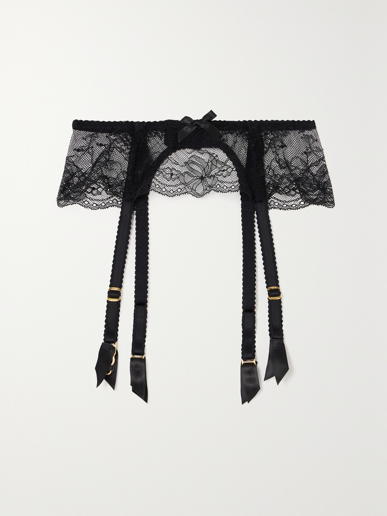 Agent Provocateur Isedora Satin-trimmed Lace Suspender Belt - Black