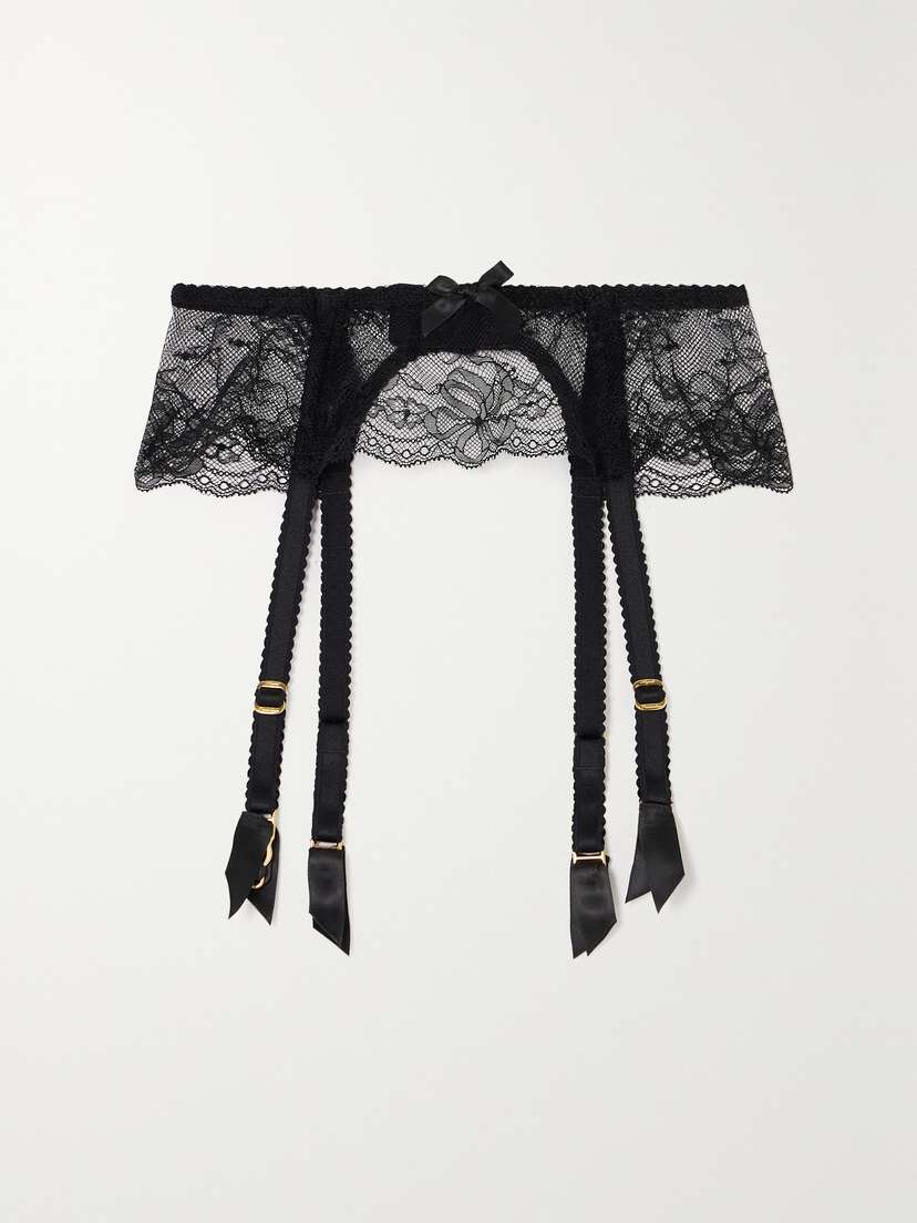 Agent Provocateur Isedora Satin-trimmed Lace Suspender Belt