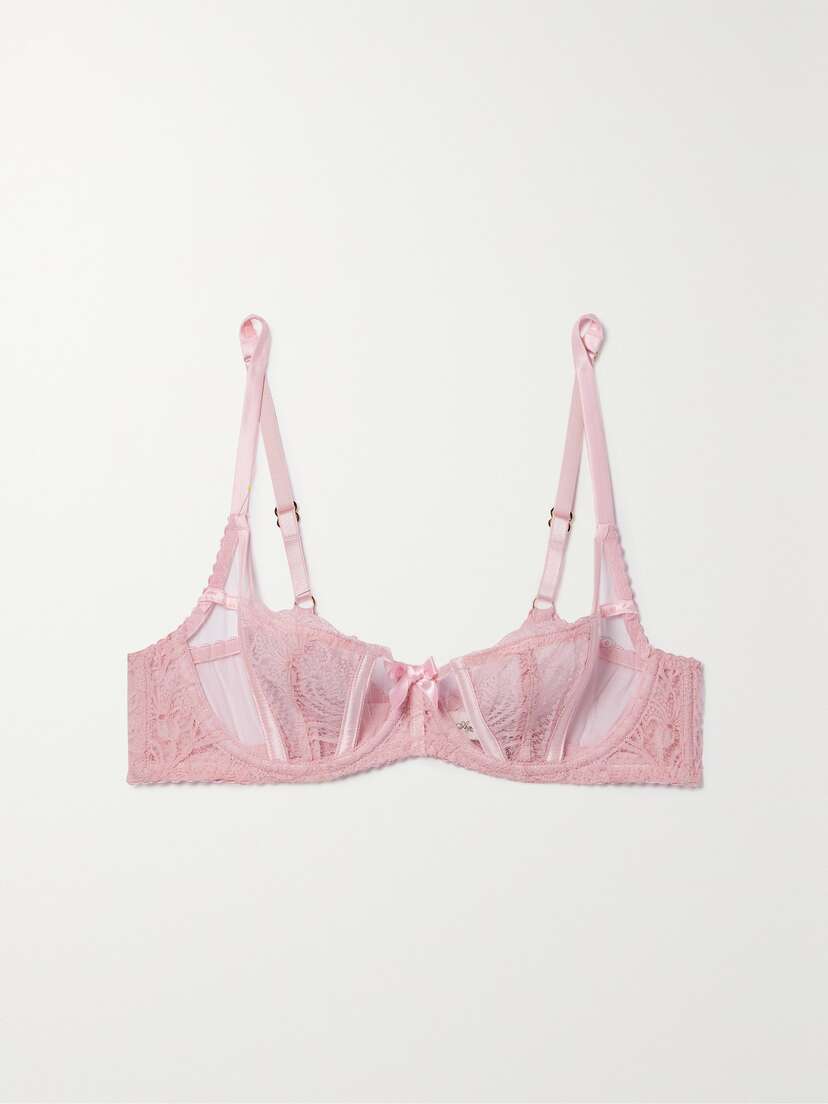 Agent Provocateur Rozlyn Satin-trimmed Tulle And Leavers Lace Underwired Balconette Bra