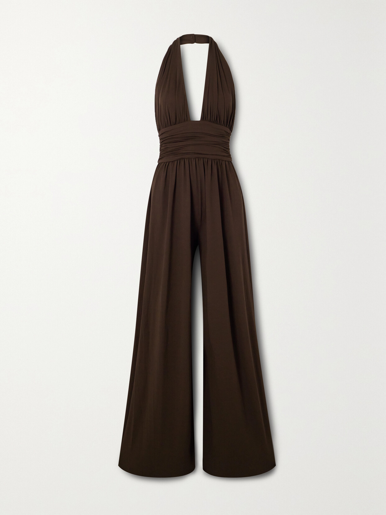 Michael Kors Collection - Stretch-crepe Halterneck Jumpsuit - Brown