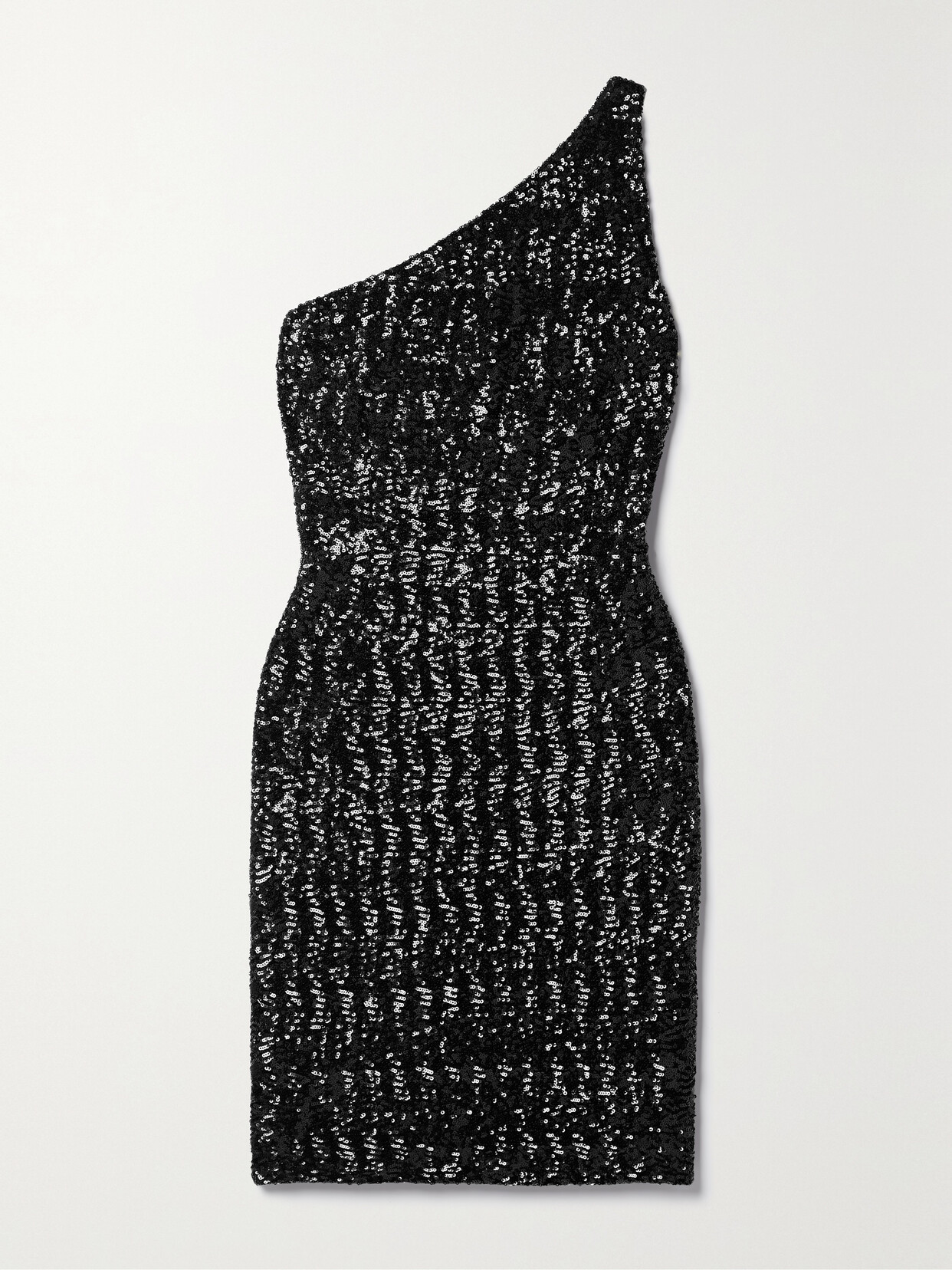 Michael Kors One-shoulder Sequined Tulle Mini Dress In Black