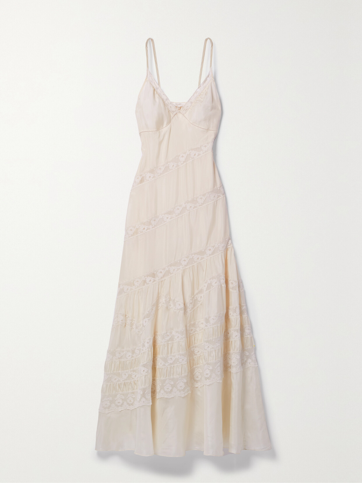 LoveShackFancy - Idalia Lace-trimmed Silk-satin Maxi Dress - White