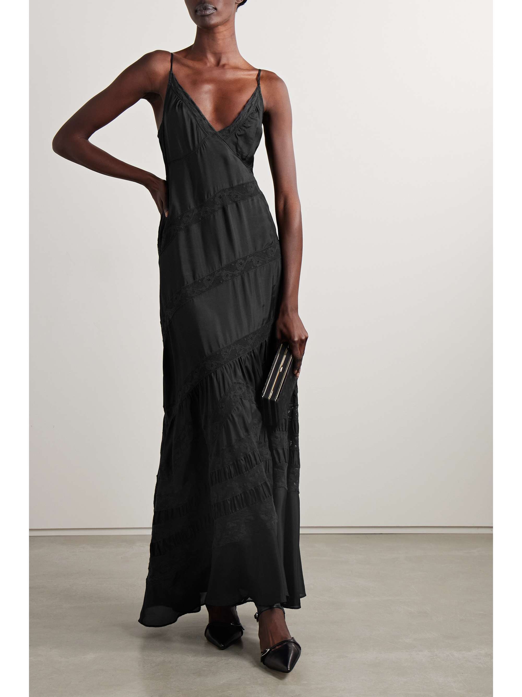 LOVESHACKFANCY Idalia lace-trimmed silk-satin maxi dress | NET-A-PORTER