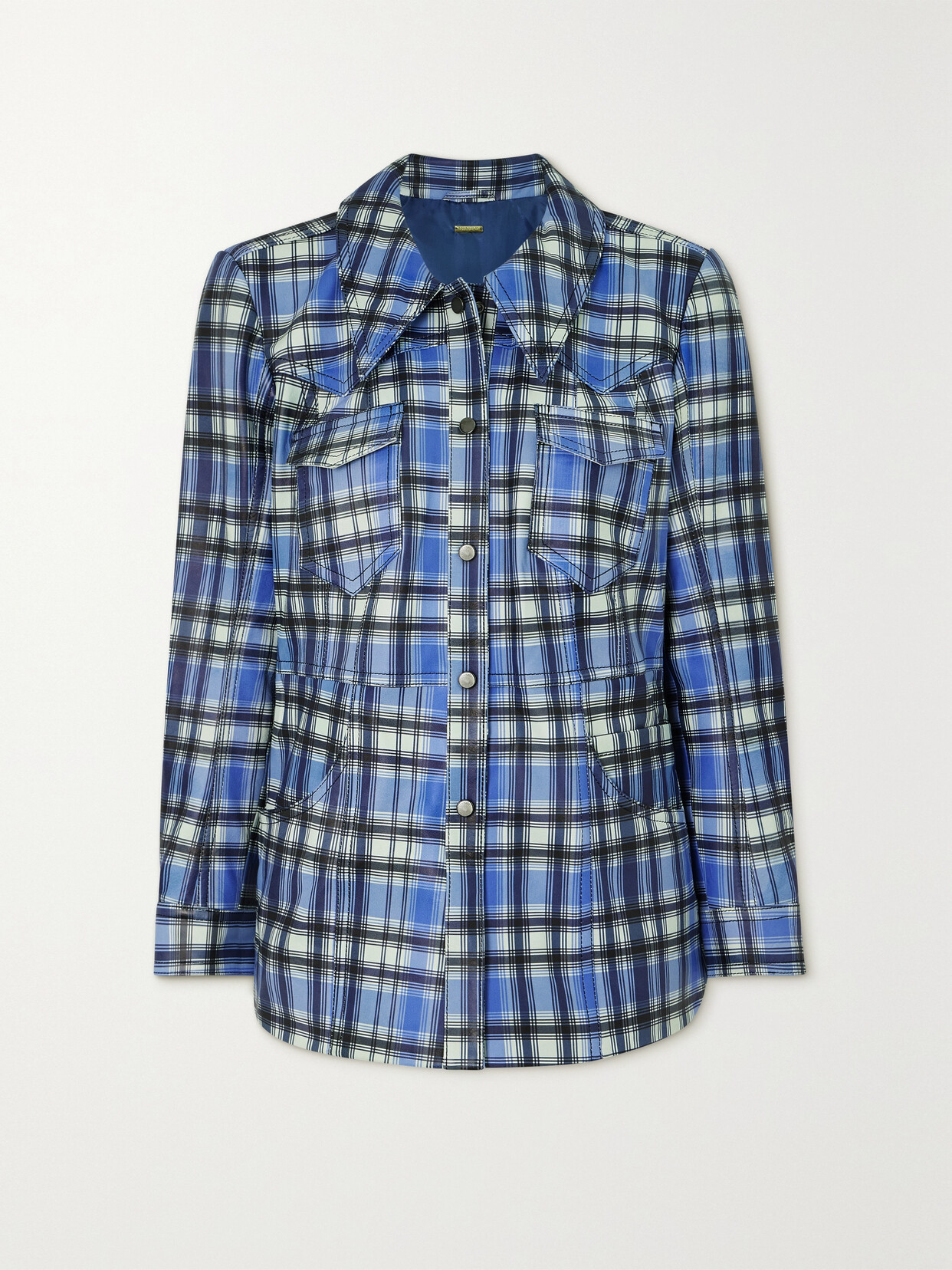 Dodo Bar Or - Richard Checked Leather Shirt - Blue