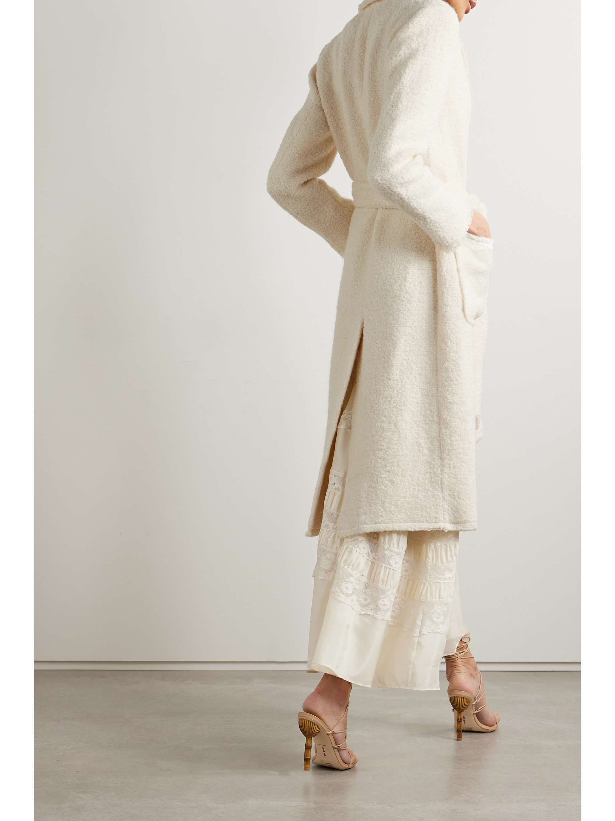 LOVESHACKFANCY Adalie belted bouclé-tweed coat | NET-A-PORTER