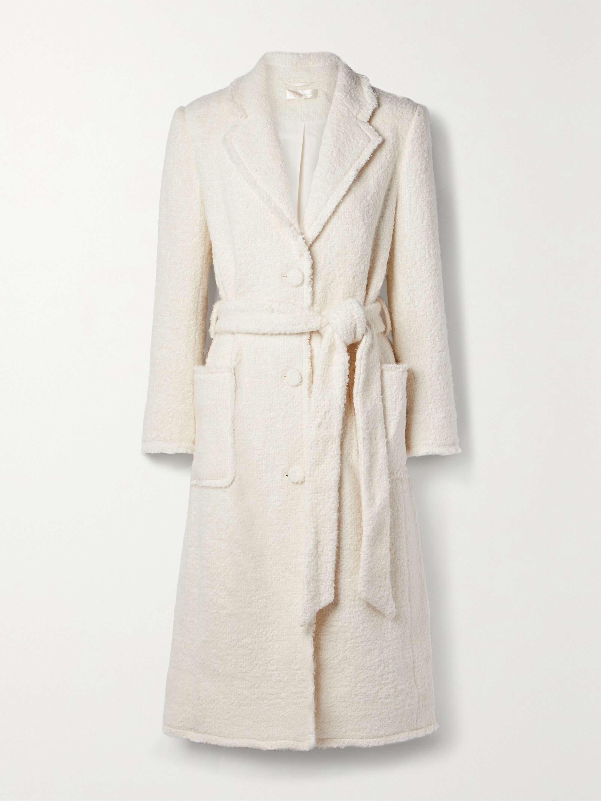 LOVESHACKFANCY Adalie belted bouclé-tweed coat | NET-A-PORTER