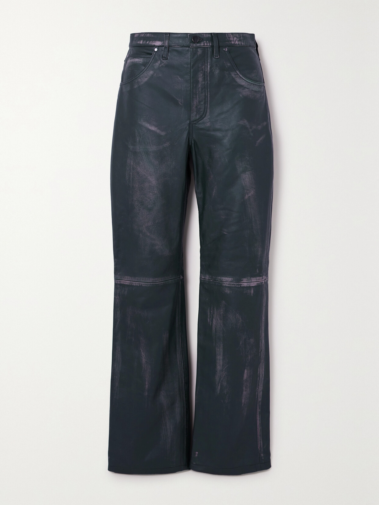 Dodo Bar Or - Tati Distressed Paneled Leather Straight-leg Pants - Blue