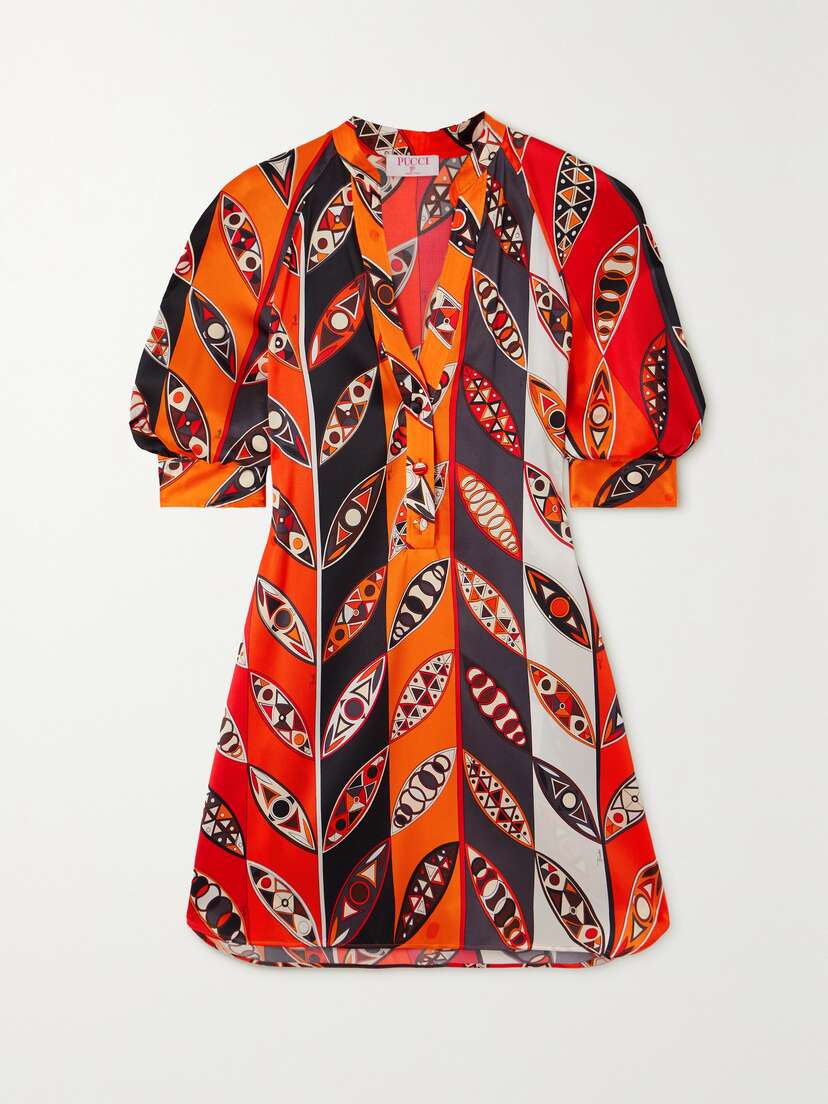 PUCCI Printed Silk-blend Satin Mini Dress
