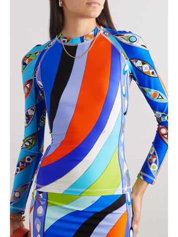 Pucci Crystal-embellished printed stretch-satin top