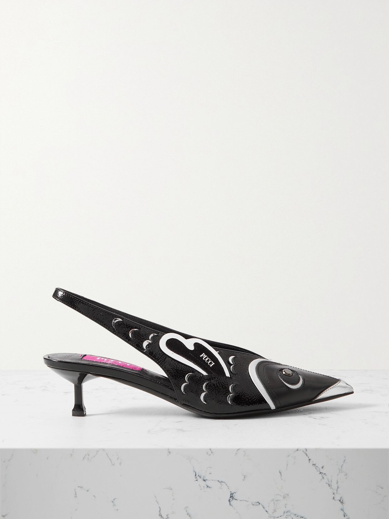 Shop Pucci Studded Leather Slingback Pumps In Black