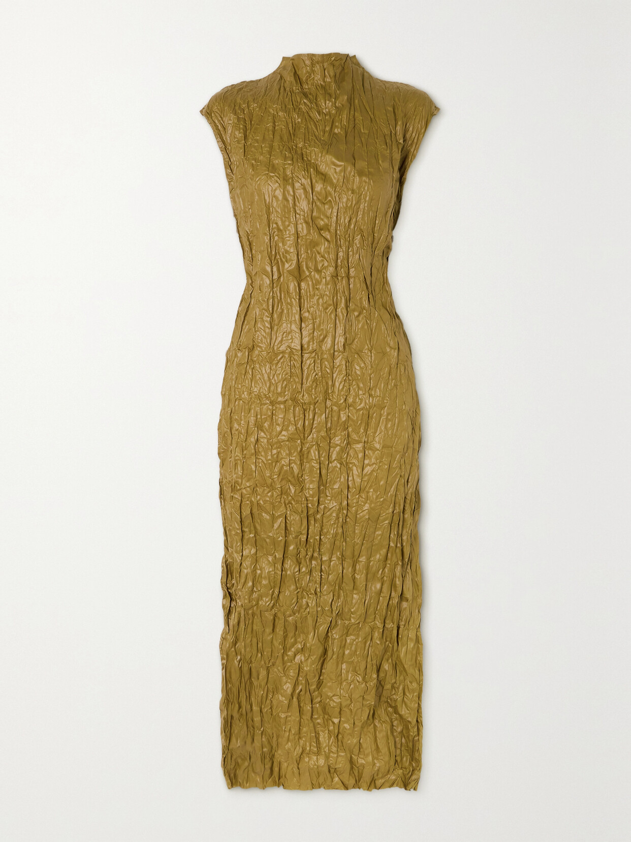 Acne Studios Crinkled-shell Maxi Dress In Dark Yellow