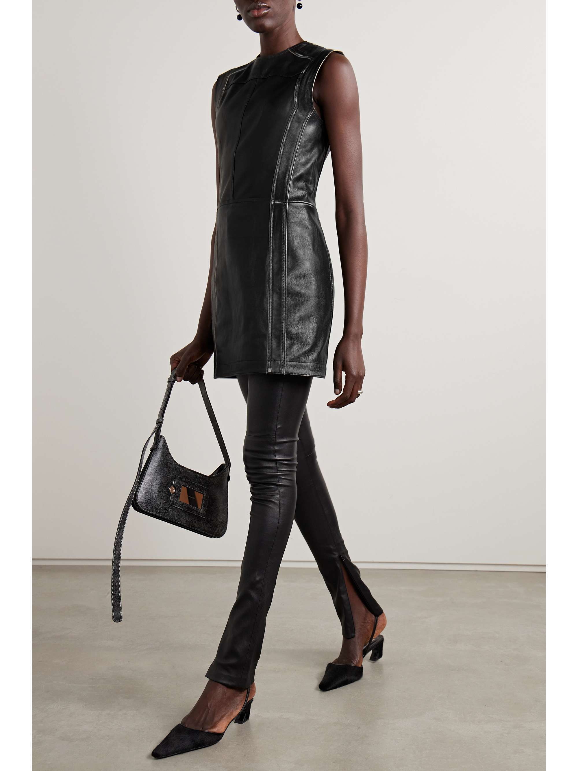 ACNE STUDIOS Distressed leather mini dress