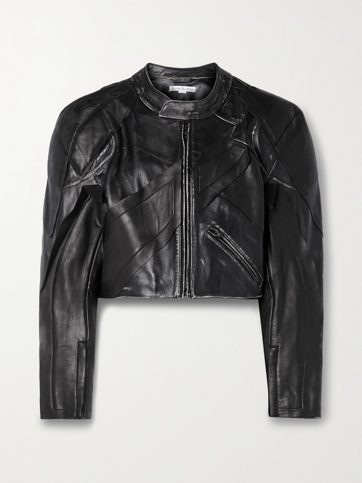 Shop Acne Studios Paneled Distressed Leather Jacket In Black