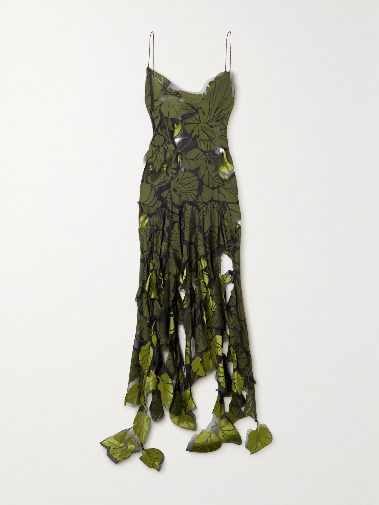 Acne Studios - Dimena Cutout Floral-print Shell Midi Dress - Green