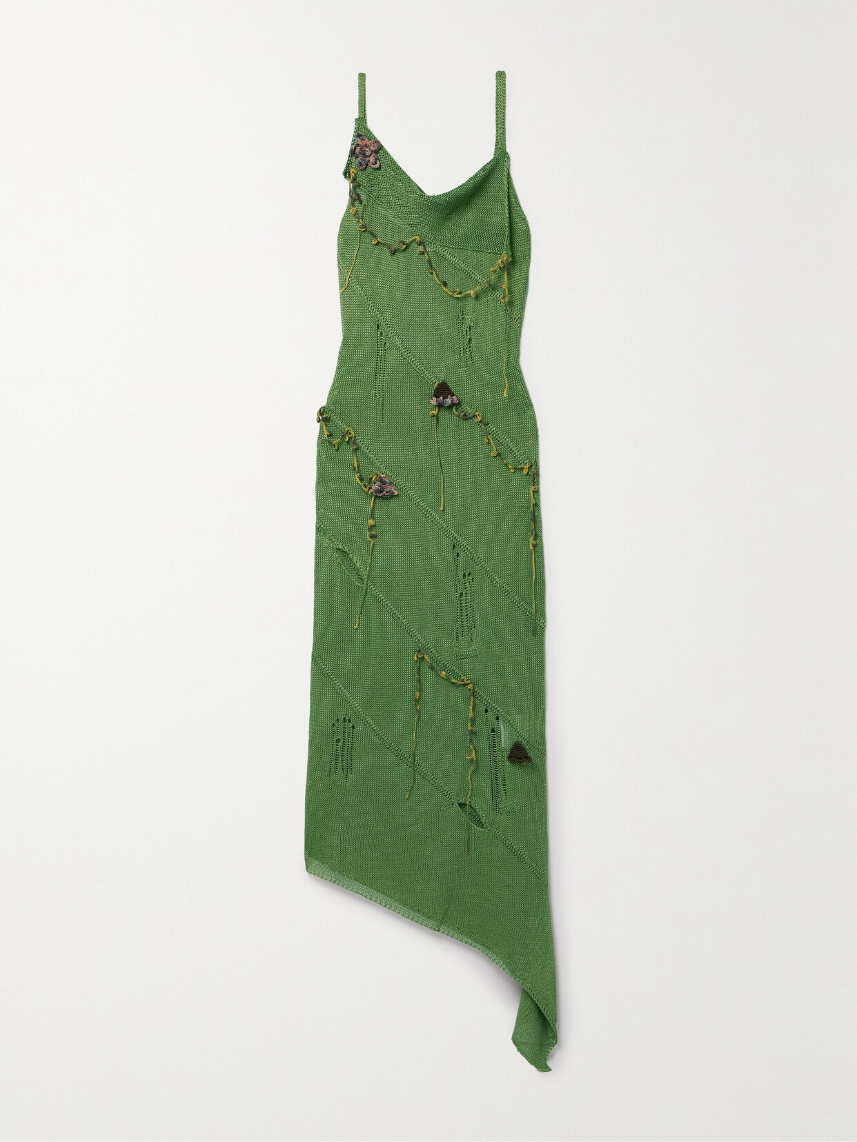 Acne Studios Crochet Strap Dress In Moss Green