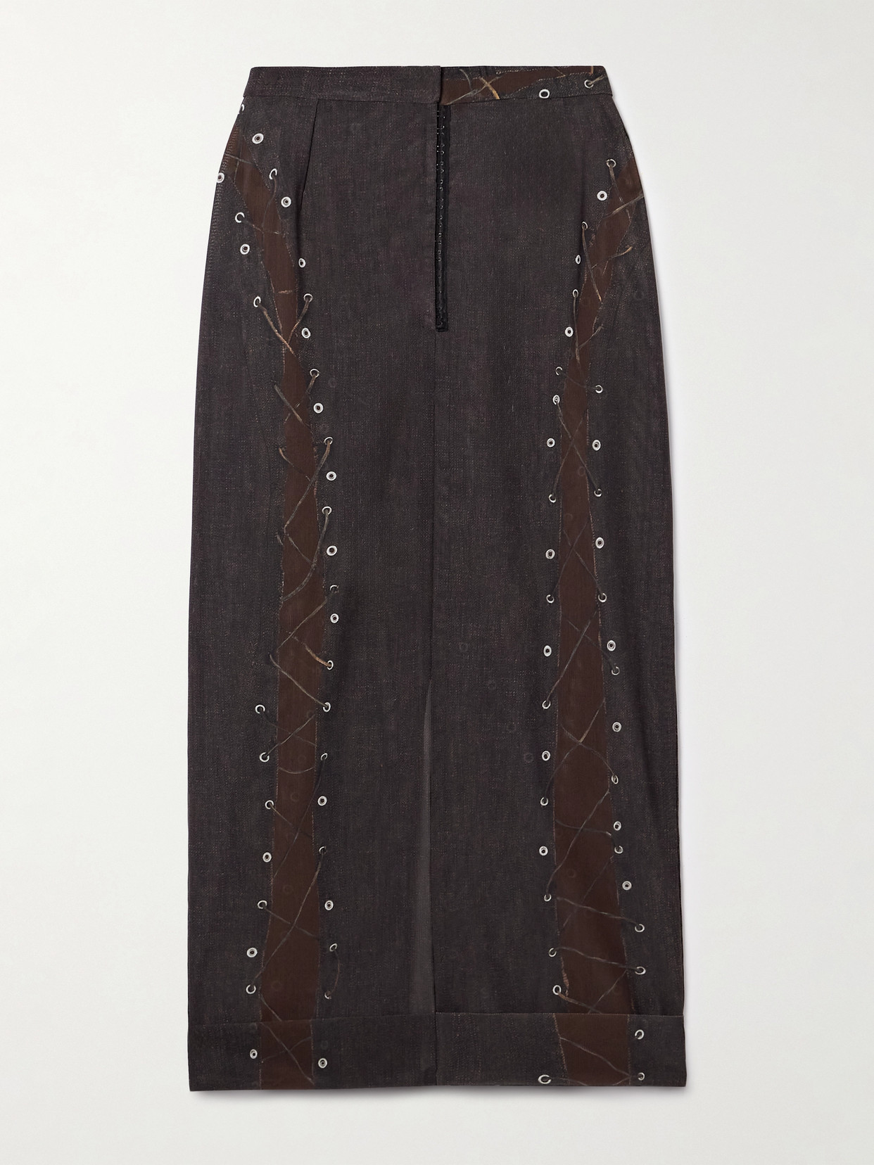 Acne Studios Printed Stretch-knit Midi Skirt In Brown