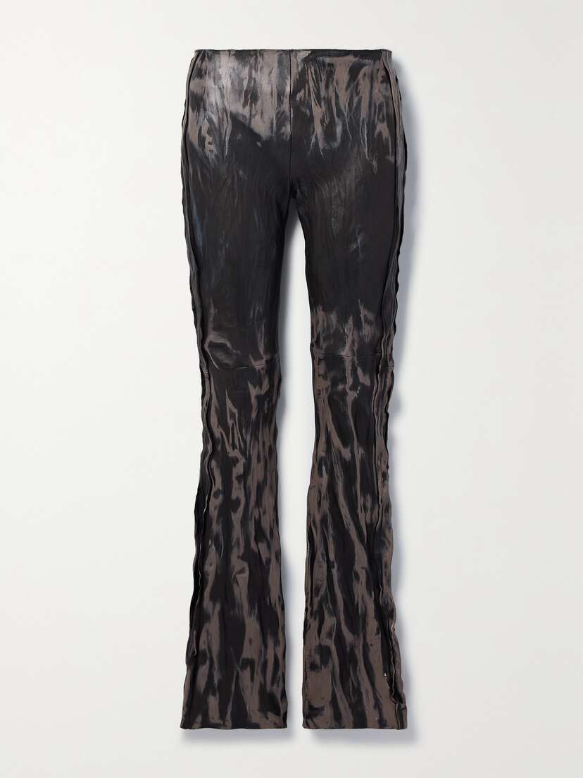 Acne Studios Distressed Crinkled-leather Straight-leg Pants