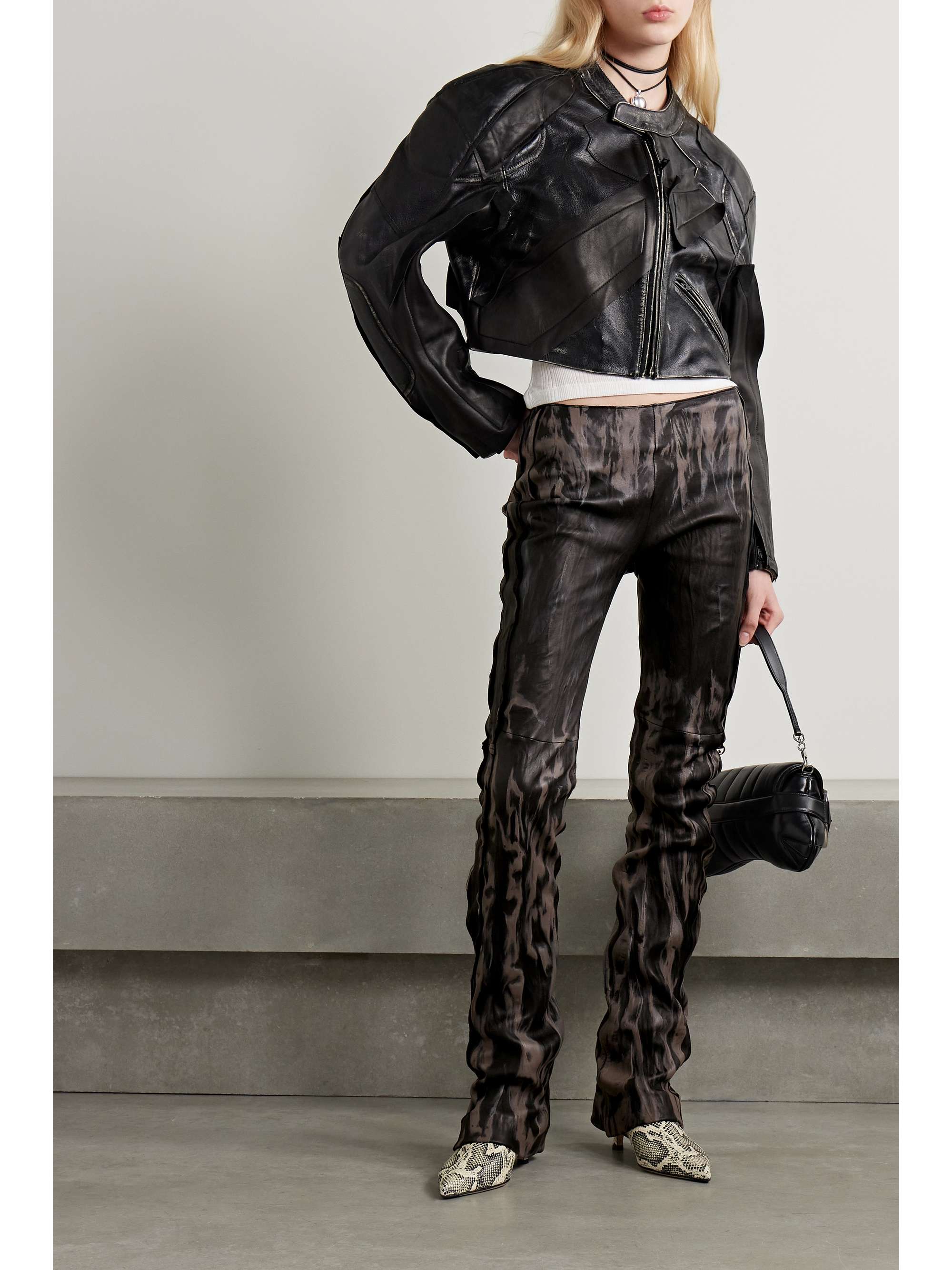 THE ROW Baer flared leather pants