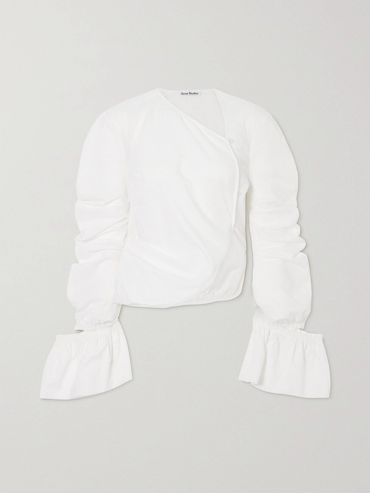 Acne Studios Asymmetric Ruffled Cutout Cotton-voile Blouse In White