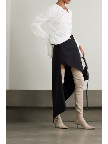 Acne Studios Asymmetric ruffled cutout cotton-voile blouse