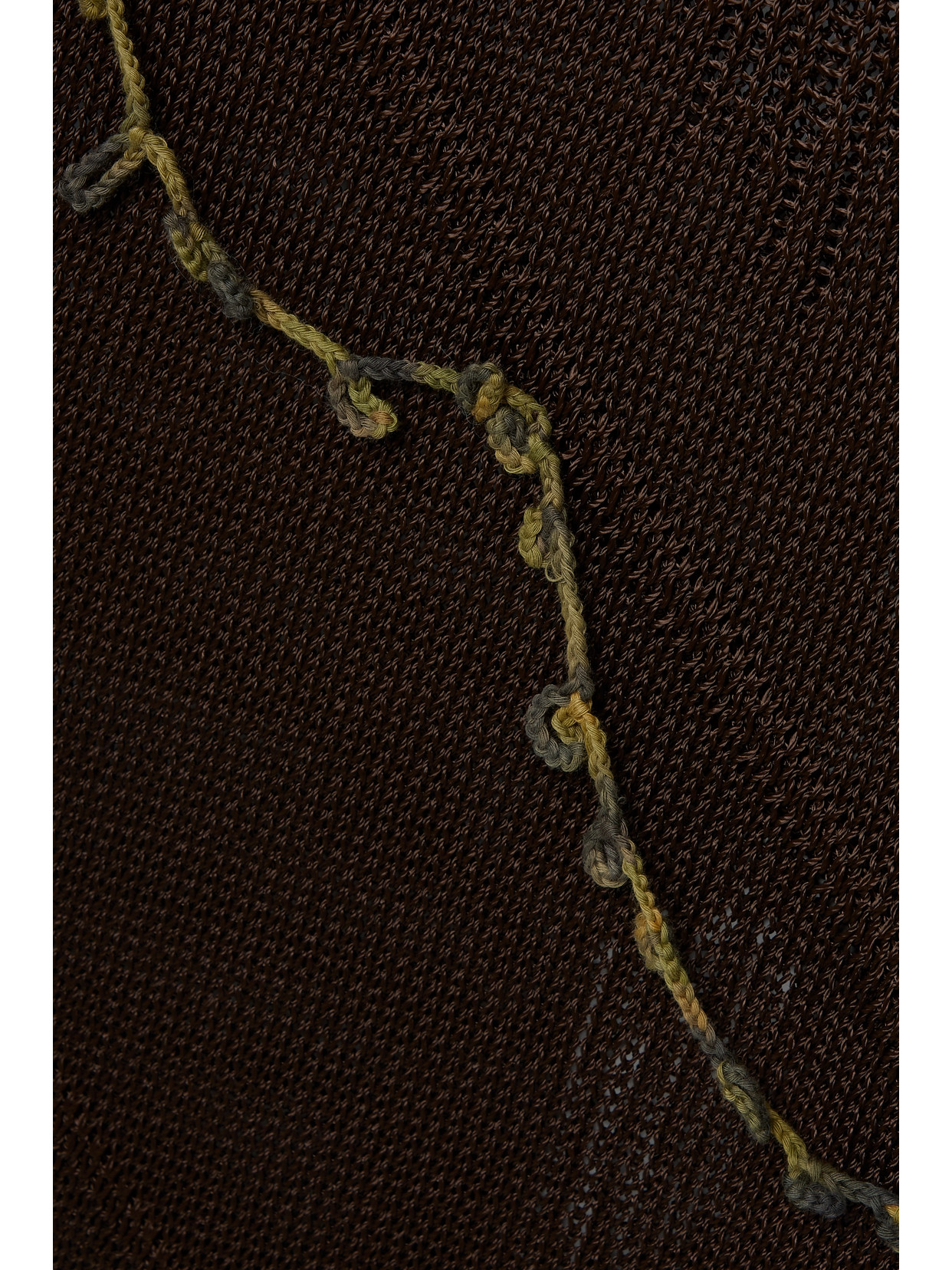 Acne Studios Keelah Asymmetric Distressed Appliquéd Knitted Midi Skirt In Brown
