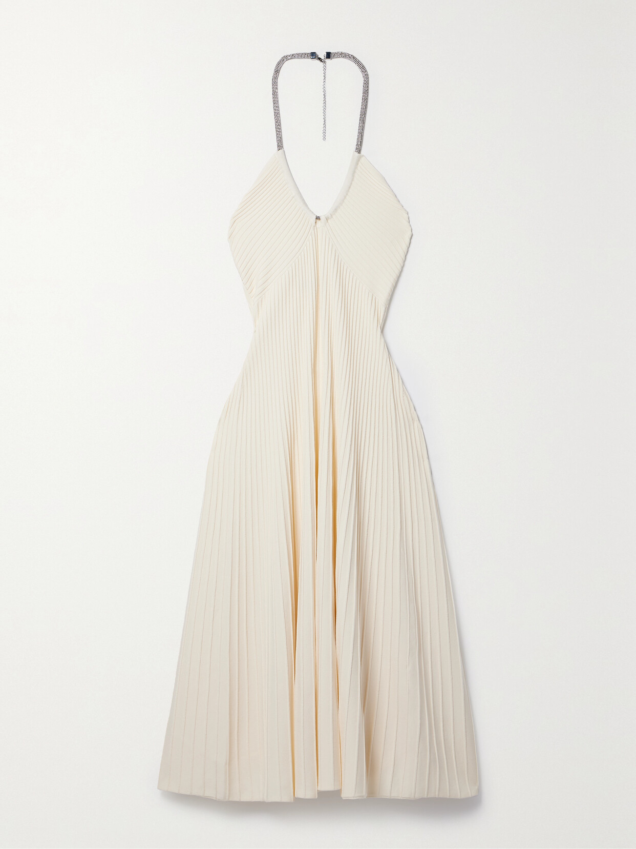 SIMKHAI - Sadira Crystal-embellished Ribbed-knit Halterneck Midi Dress - Ivory