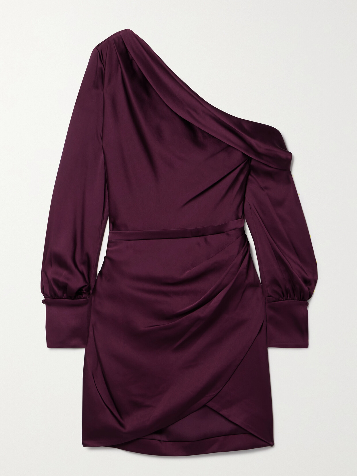 SIMKHAI Cameron One-shoulder Gathered Satin Mini Dress - Purple