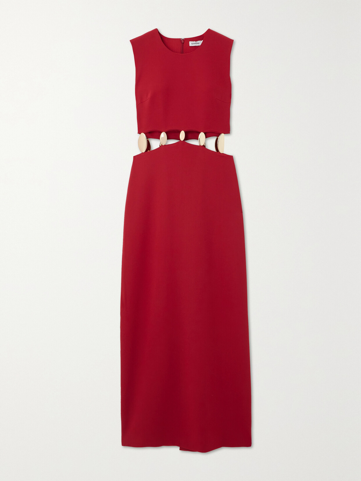SIMKHAI Isadora Cutout Embelllished Crepe Gown - Red