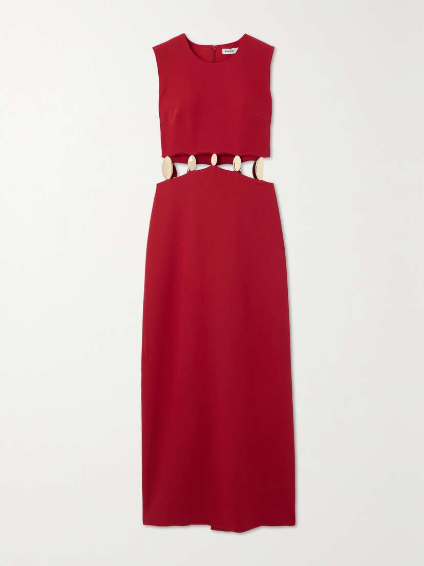 SIMKHAI Isadora Cutout Embelllished Crepe Gown
