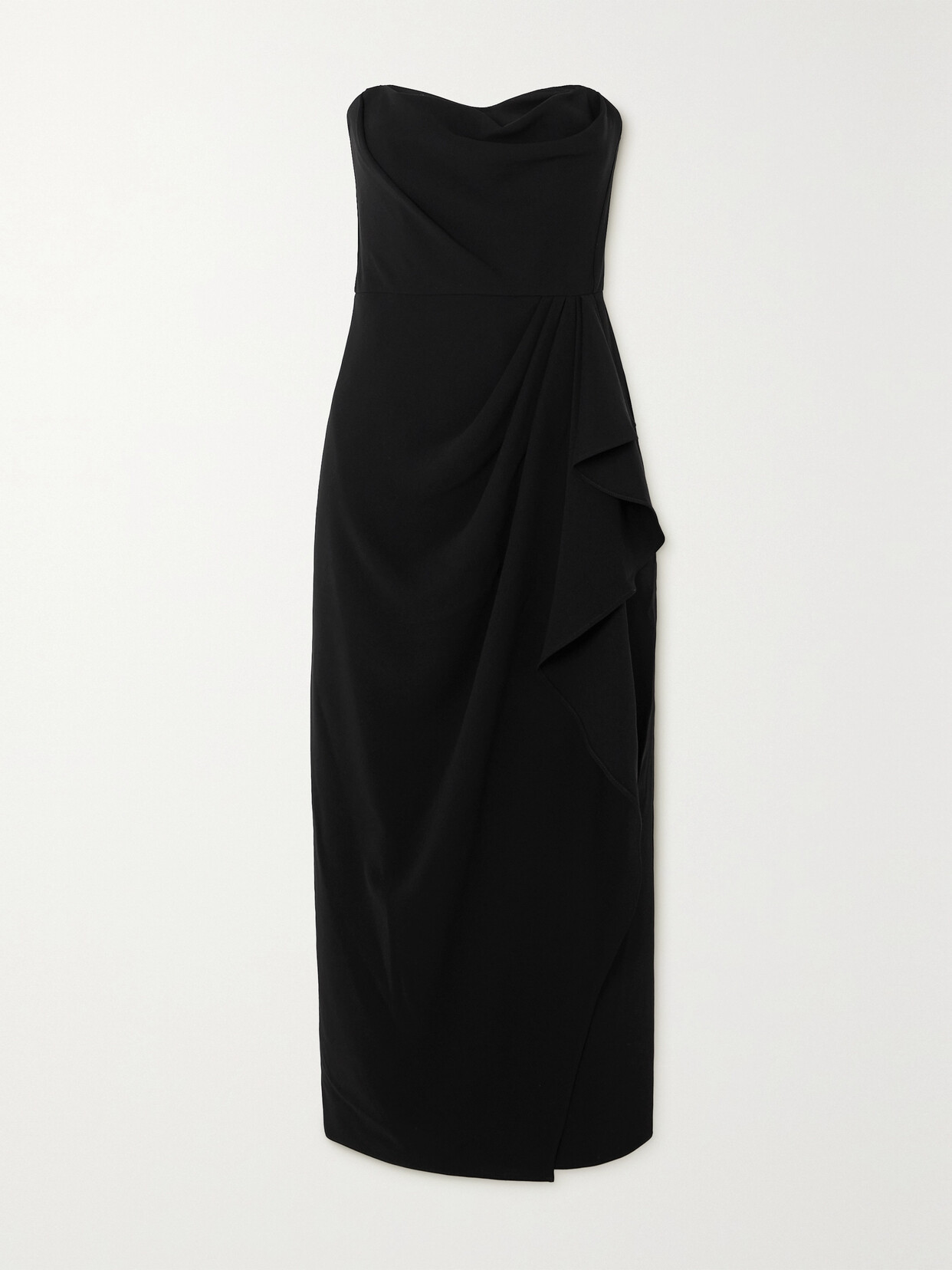 SIMKHAI Keelan Strapless Wrap-effect Stretch-crepe Bustier Midi Dress - Black