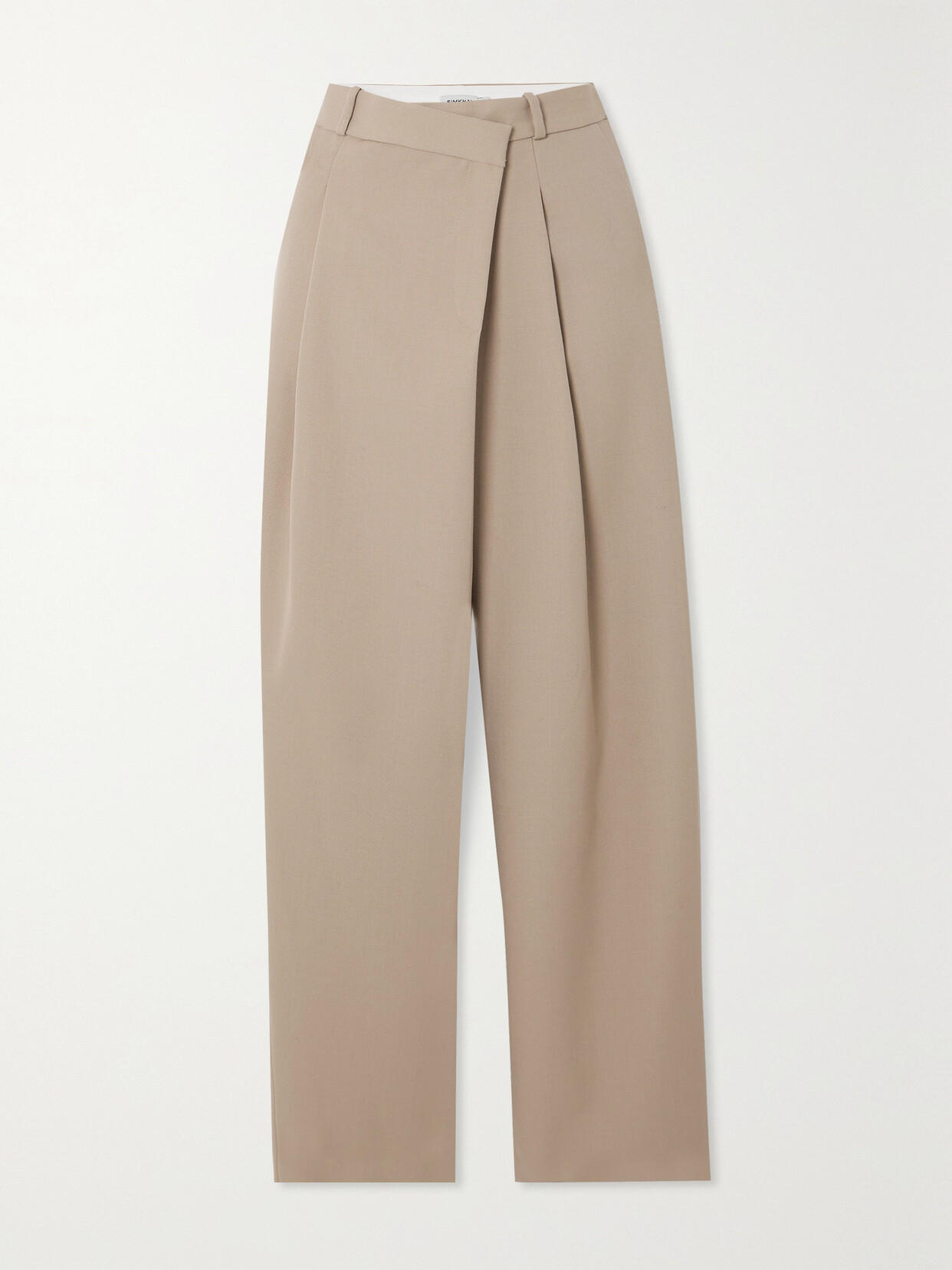 SIMKHAI Tayler Layered Wool-blend Twill Wide-leg Pants - Brown
