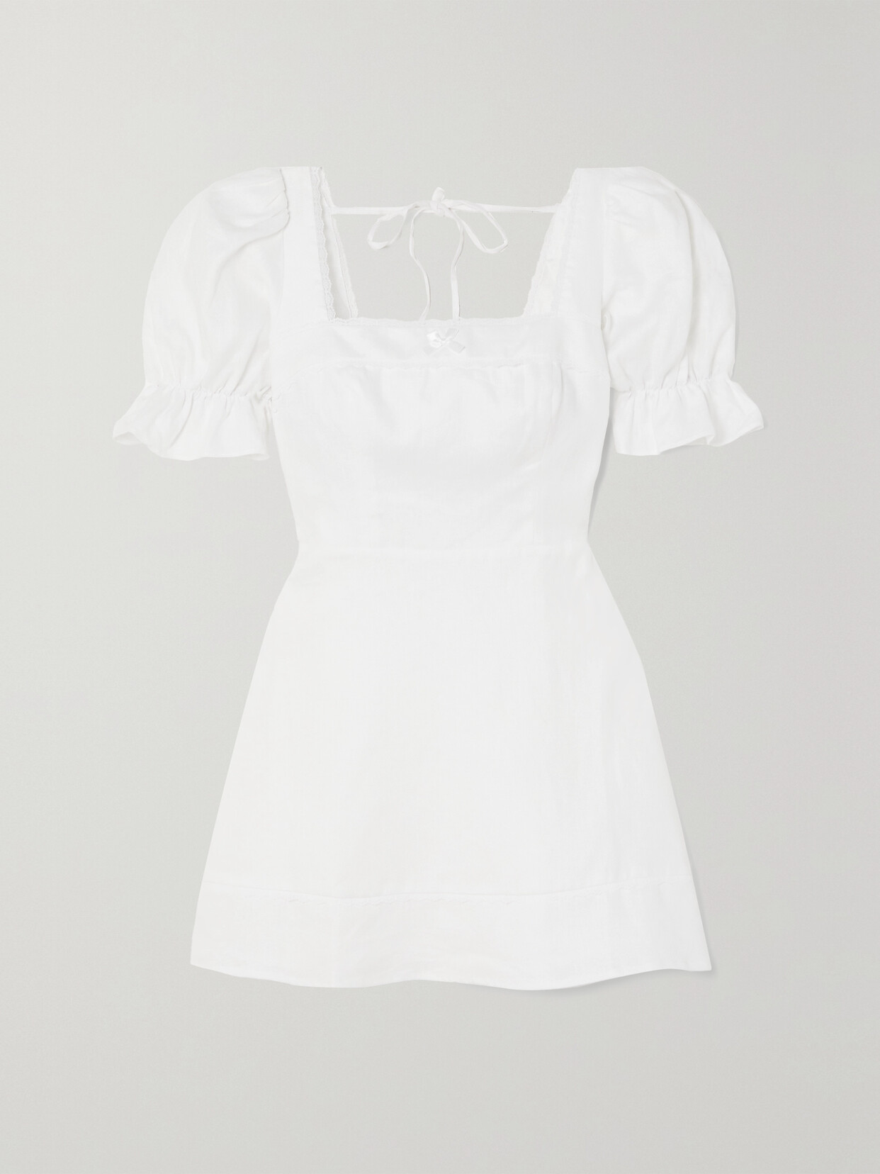 Reformation Evianna Lace-trimmed Linen Mini Dress