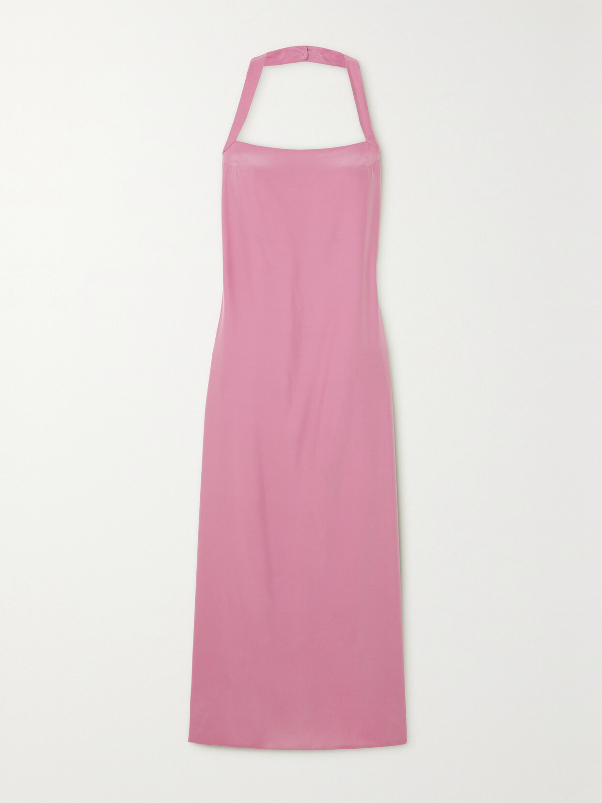 REFORMATION ALLI SILK-CHARMEUSE HALTERNECK MIDI DRESS