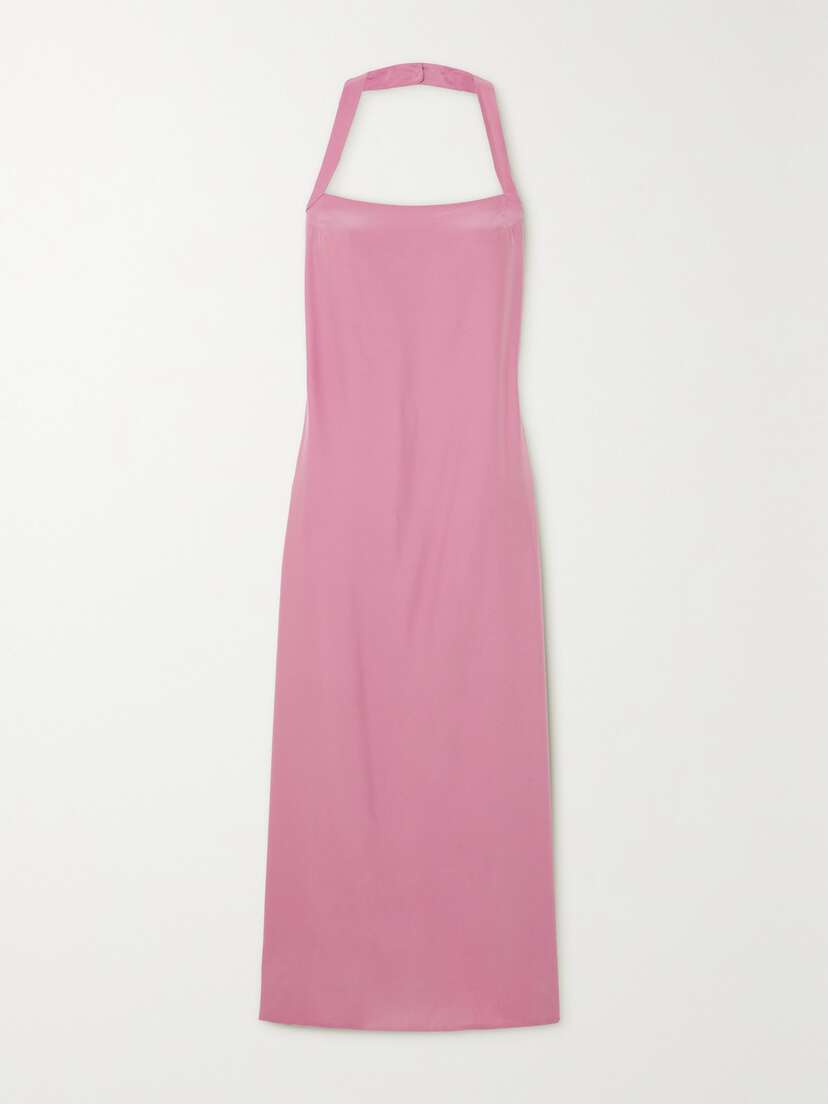 Reformation Alli Silk-charmeuse Halterneck Midi Dress
