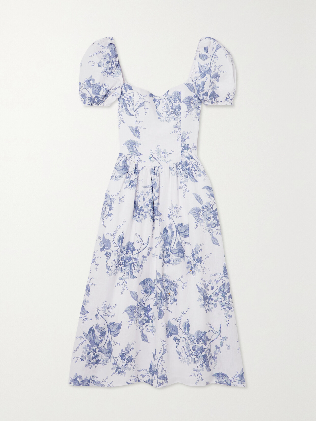 Reformation Davila Shirred Floral-print Linen Midi Dress