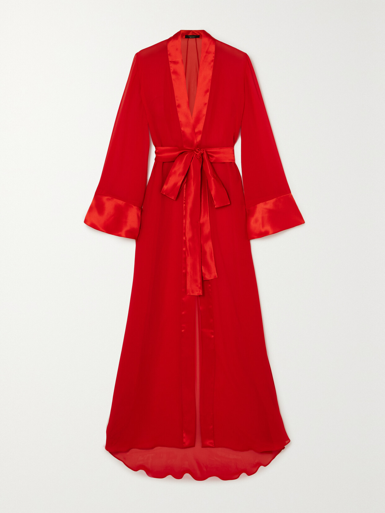 Rosamosario - Satin-trimmed Silk-georgette Robe - Red