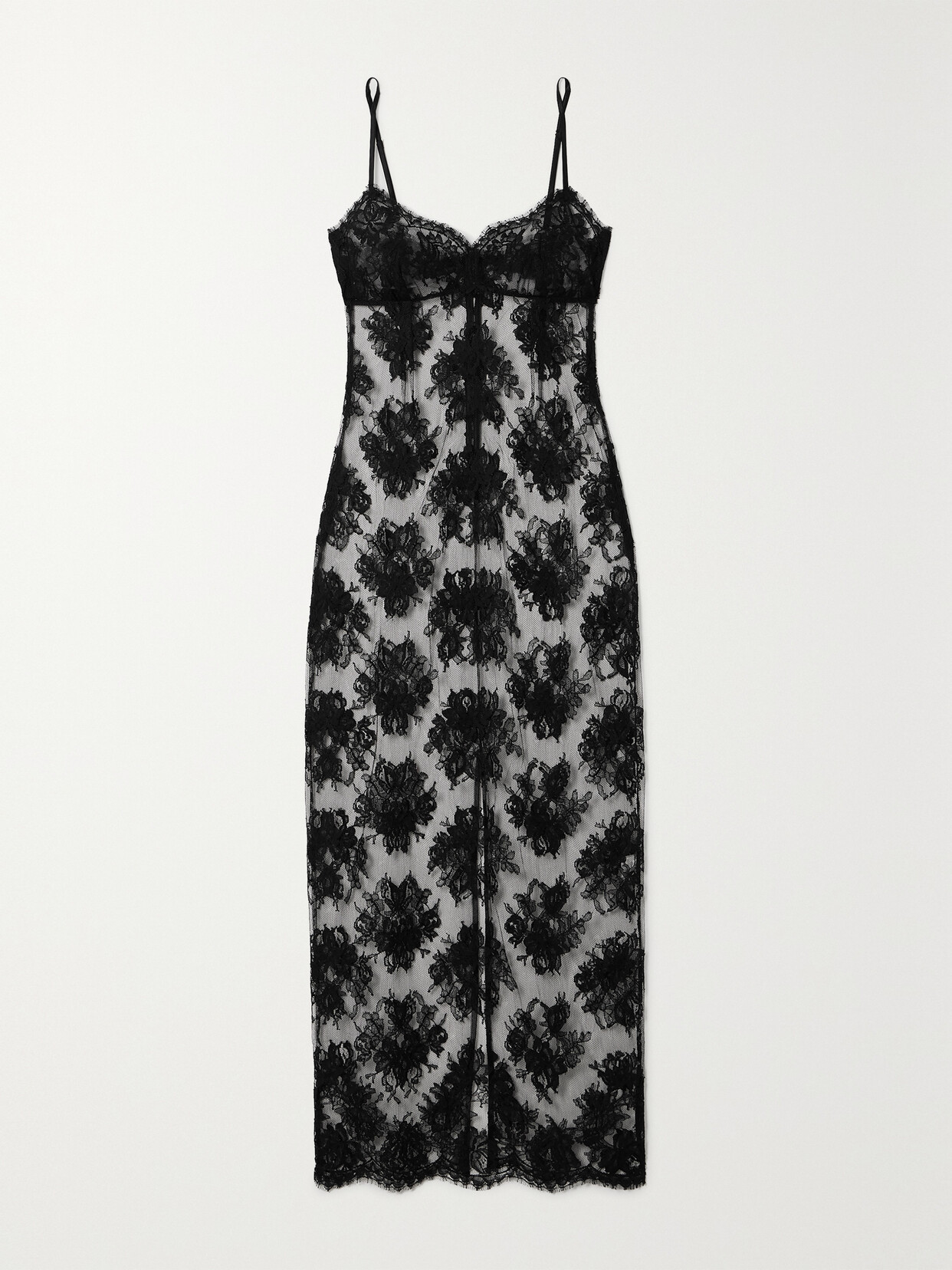Rosamosario - Roulette Girl Cotton-blend Chantilly Lace Nightdress - Black