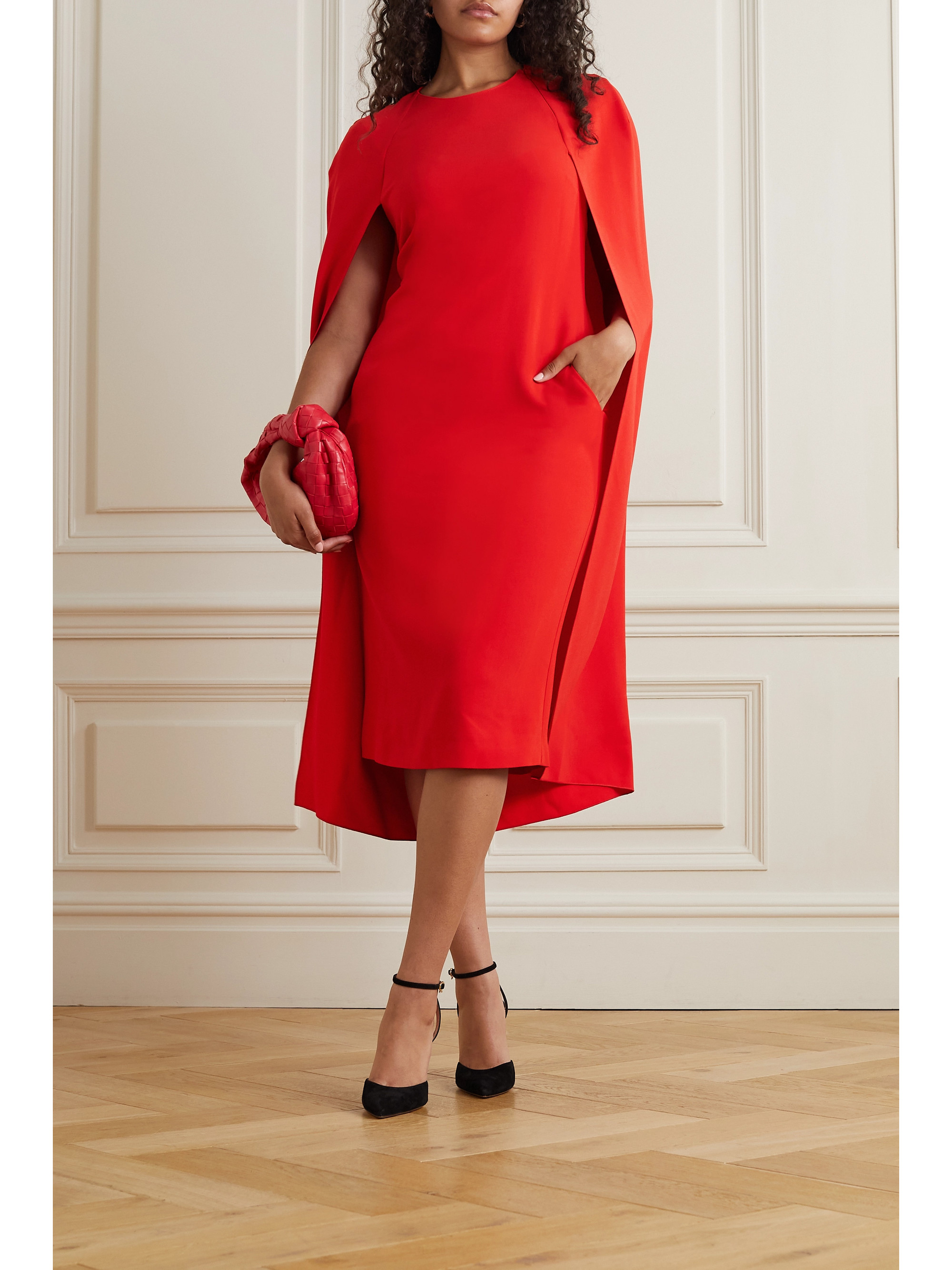 Stella McCartney + NET SUSTAIN cape-effect crepe midi dress