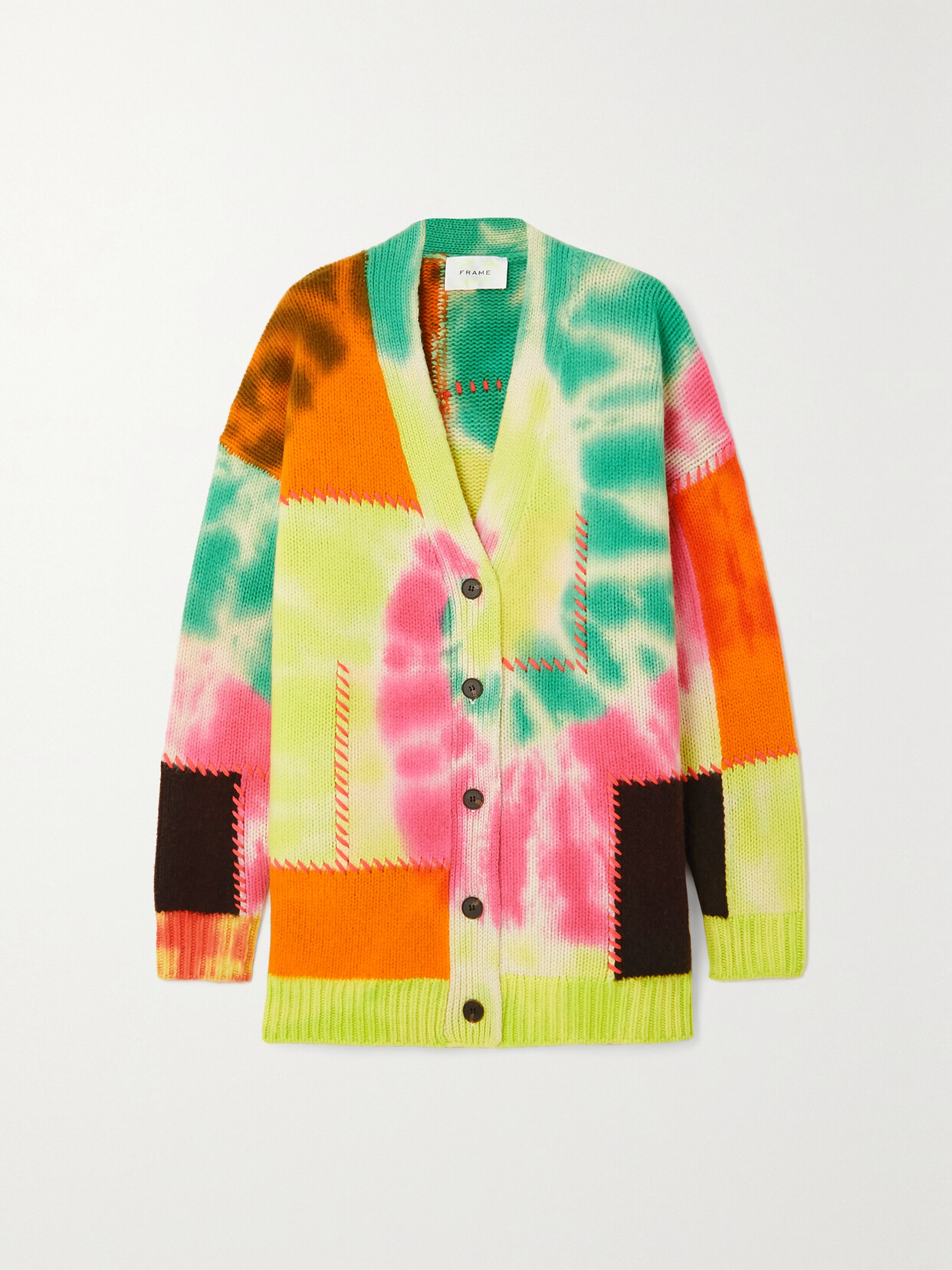 FRAME - + Julia Sarr-jamois Tie-dyed Cashmere Cardigan - Green