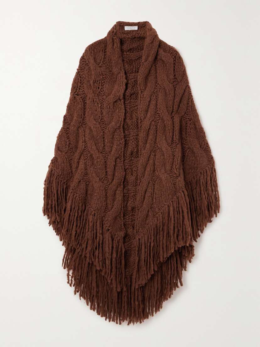 Gabriela Hearst Libby Fringed Cable-knit Cashmere Wrap