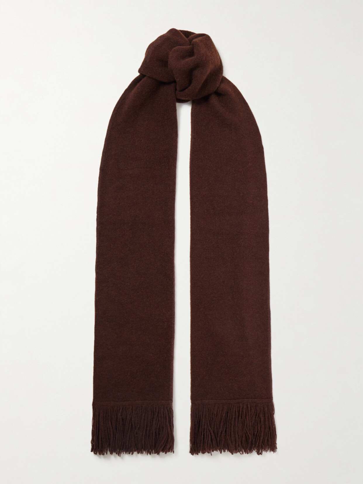 The Elder Statesman - Fringed Cashmere Scarf - Brown