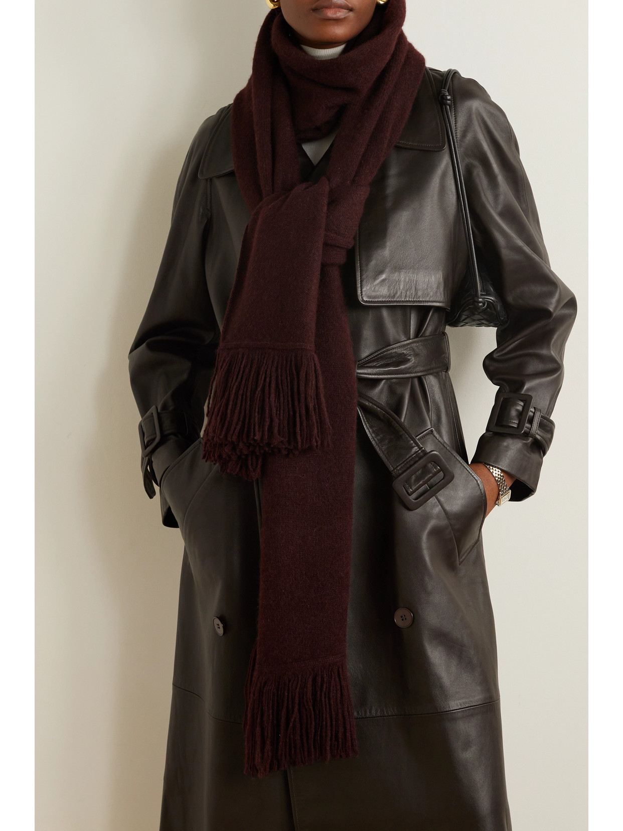 Shop The Elder Statesman Fringed Cashmere Scarf In Brown