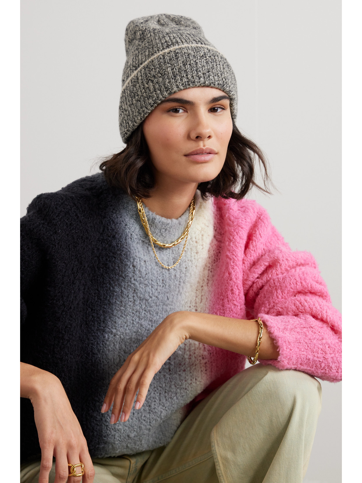 Shop The Elder Statesman Nimbus Twist Cashmere And Cotton-blend Beanie In Neutrals