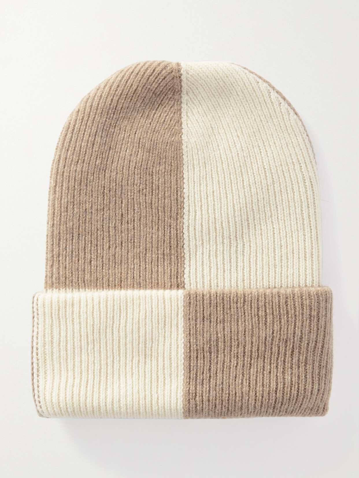 The Elder Statesman Parker Checked Ribbed Cashmere Beanie In Neutrals