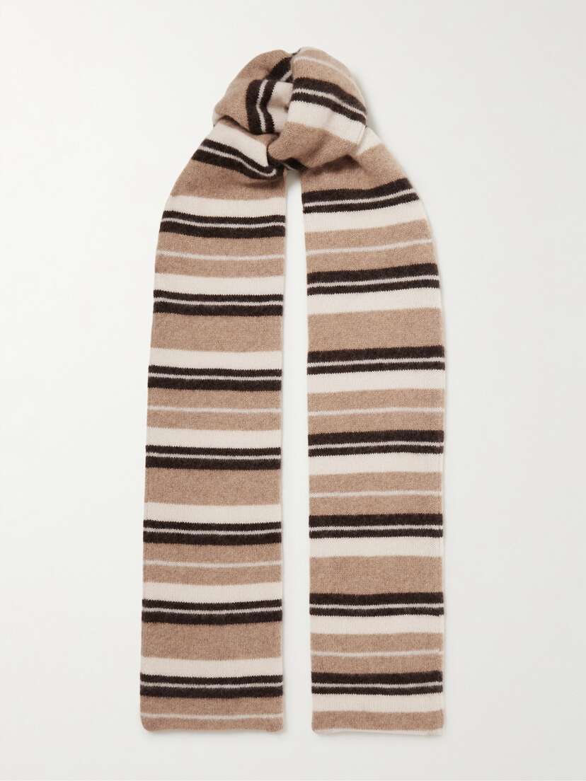 The Elder Statesman Shadow Striped Cashmere Scarf
