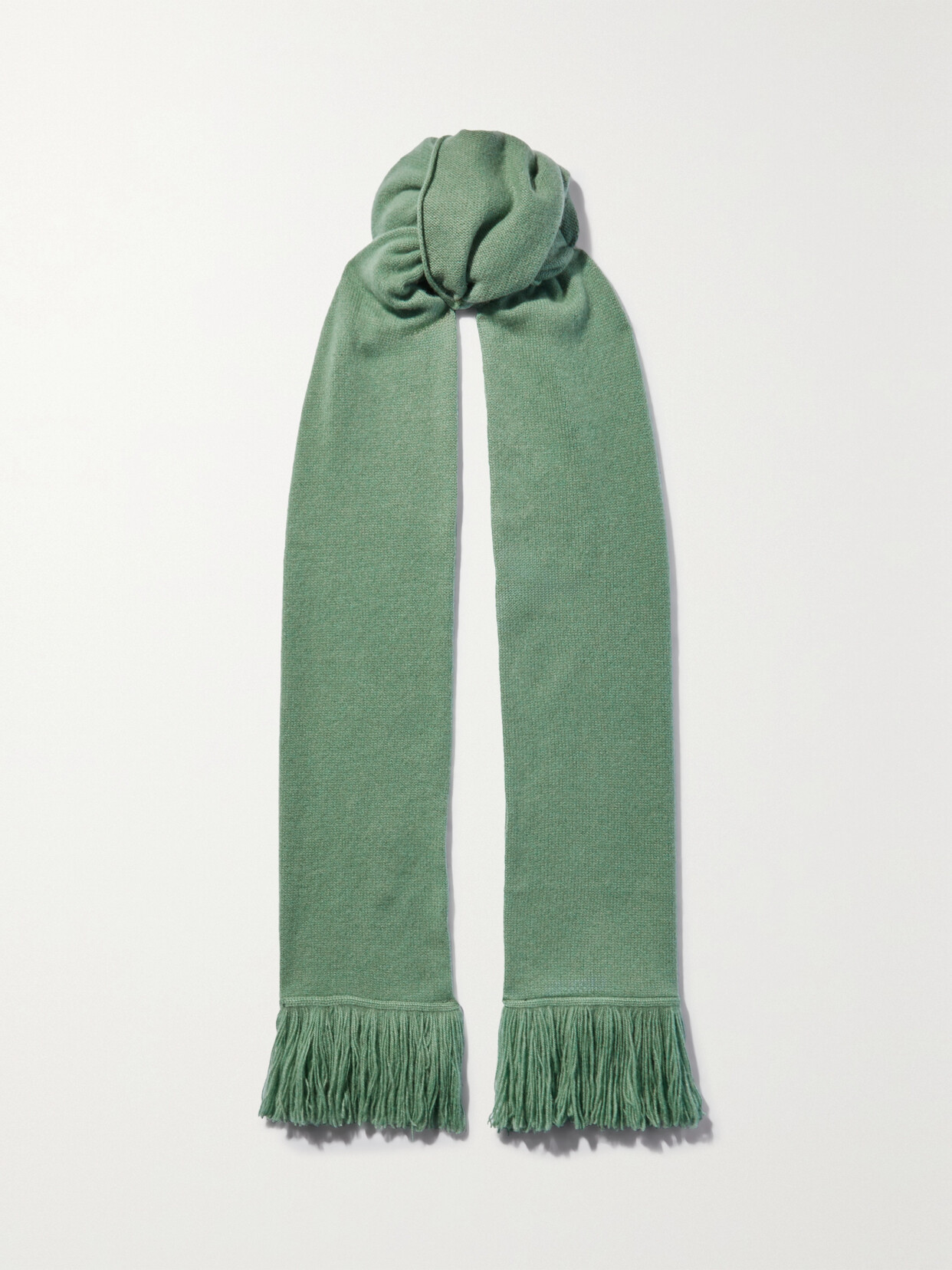 The Elder Statesman Fringed Cashmere Scarf In Green