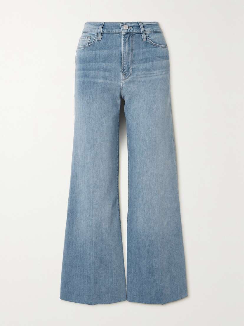 Frame Le Palazzo Cropped Frayed Flared Jeans