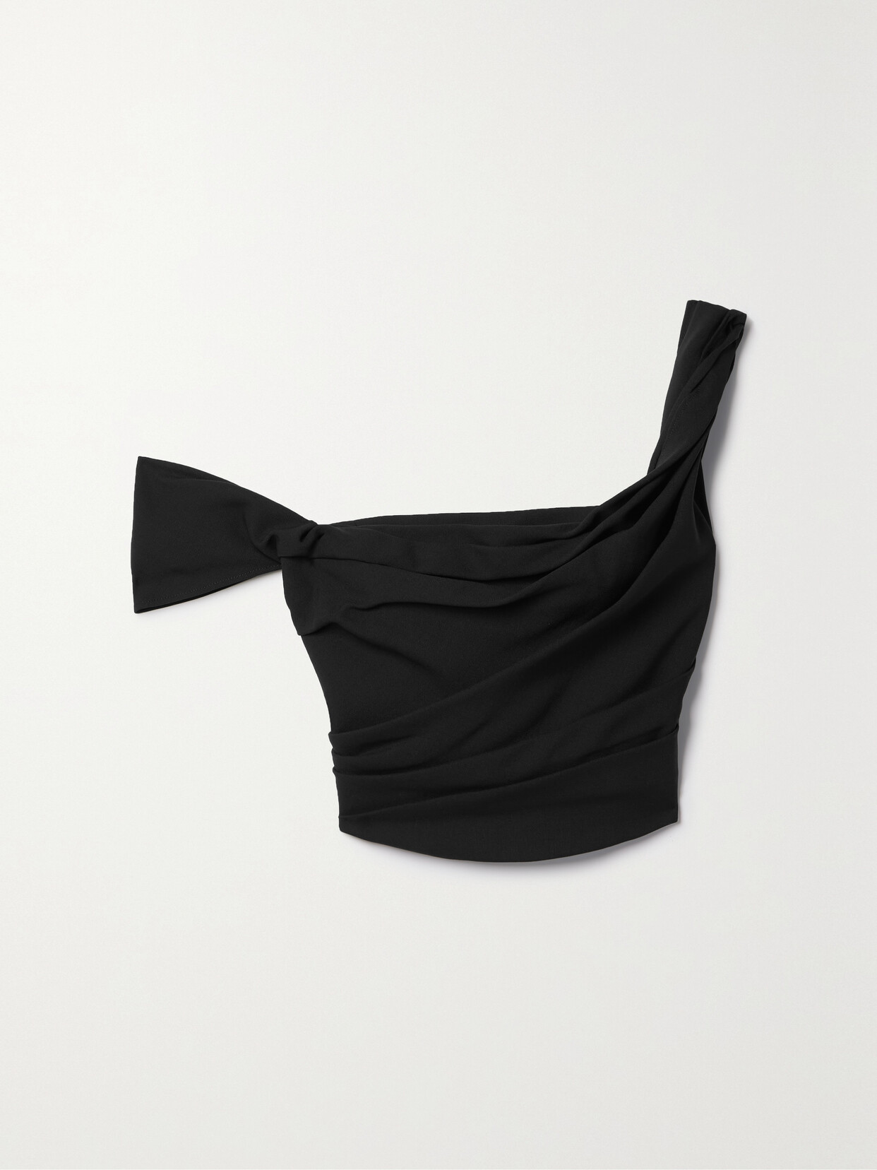 Carolina Herrera Off-the-shoulder Cropped Draped Wool-crepe Bustier Top In Black